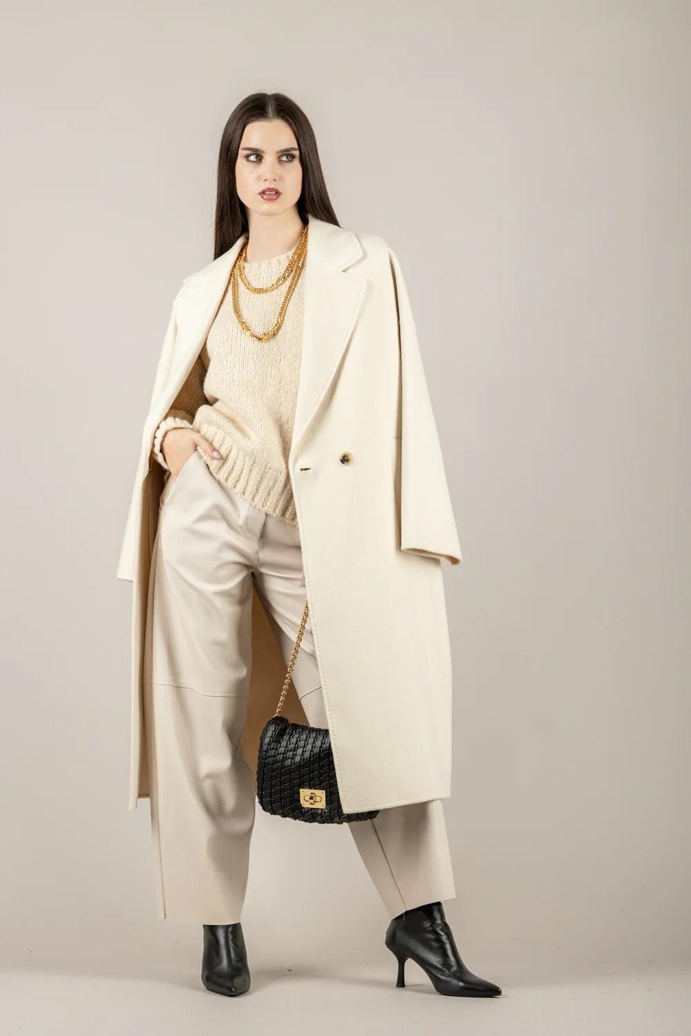 VICOLO - 33057F - MAGLIA OVER GIROCOLLO PANNA 33057F PANNA VICOLO 