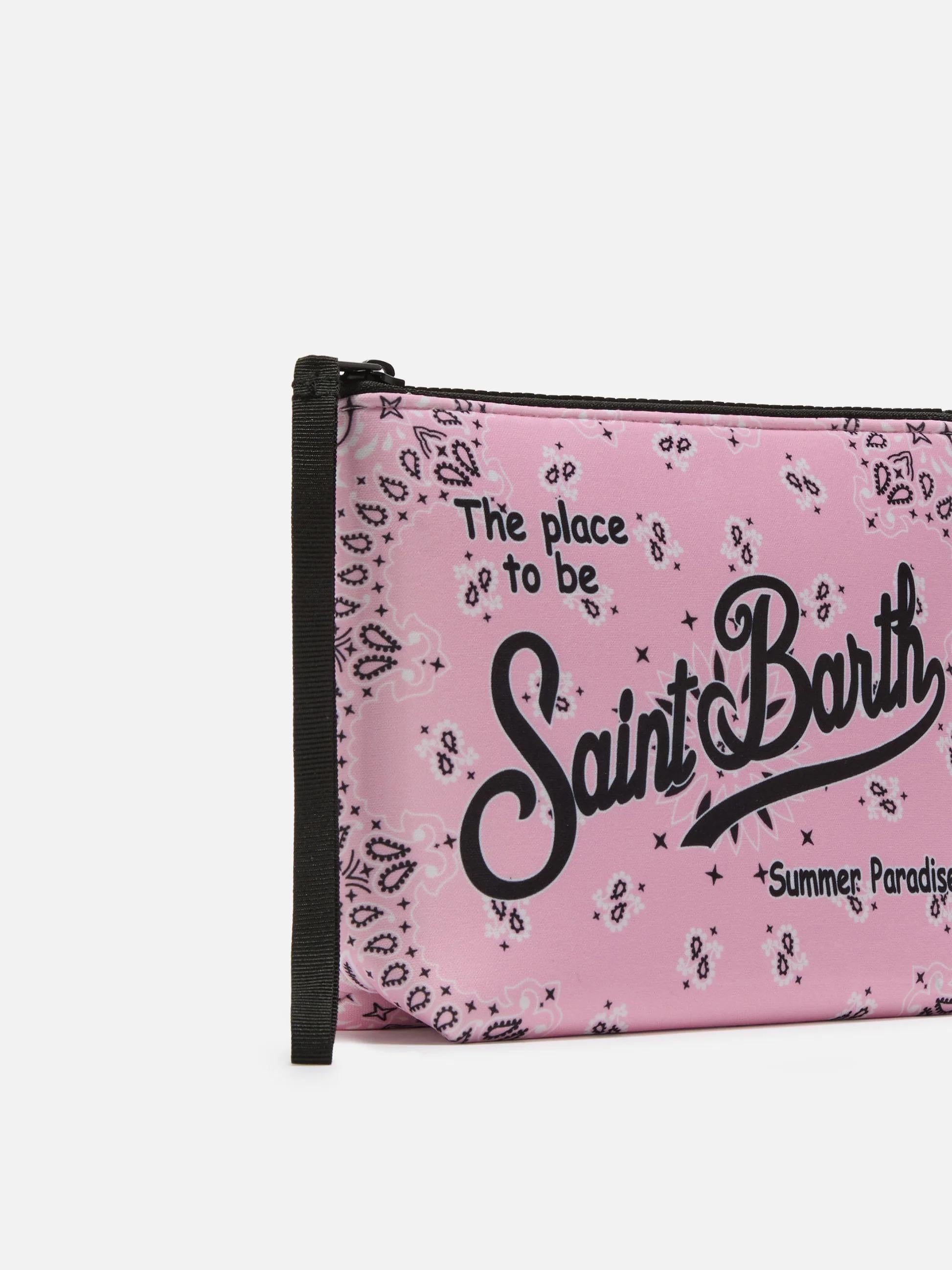 Pochette Aline in scuba con stampa bandana rosa ALIN001 02639L MC2 SAINT BARTH 