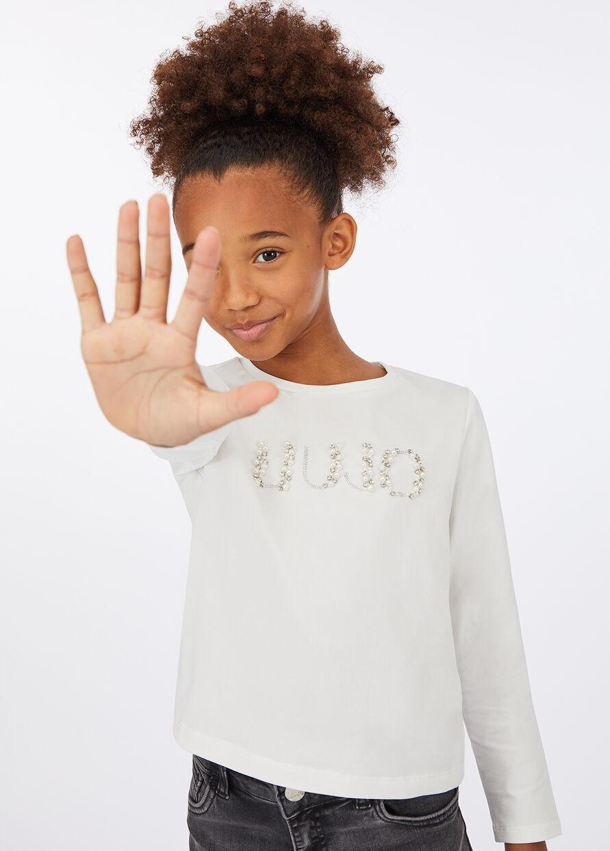 LIU-JO T-shirt con ricami gioiello Bianca GF5108J0088 M9870 LIU-JO junior 