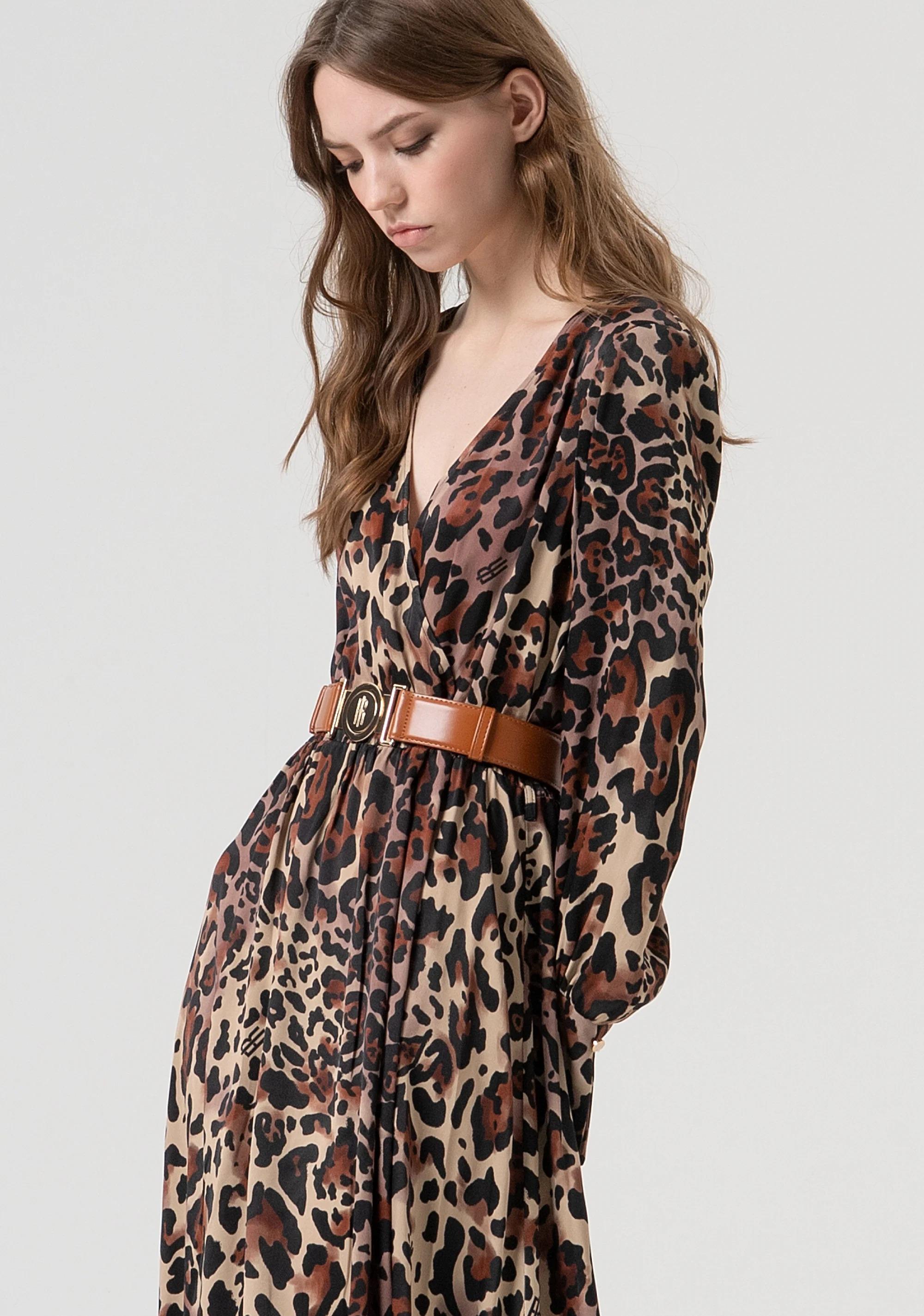 Abito regular lungo in fantasia animalier FR25WD3007W811L7 M17 FRACOMINA 
