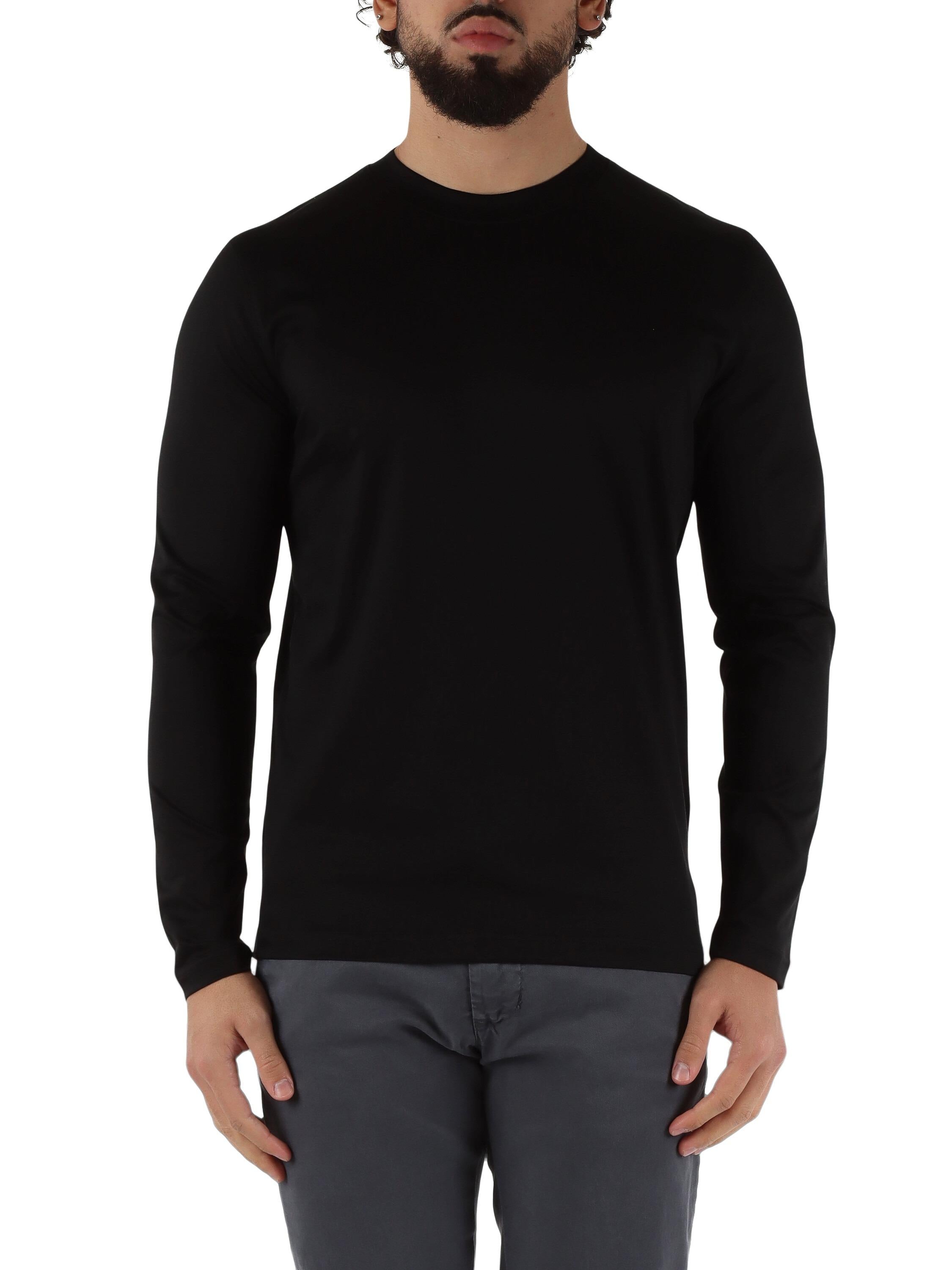 DANIELE ALESSANDRINI<BR/>T-shirt maniche lunghe in cotone e modal black DA1FW26T005 101 DANIELE ALESSANDRINI 