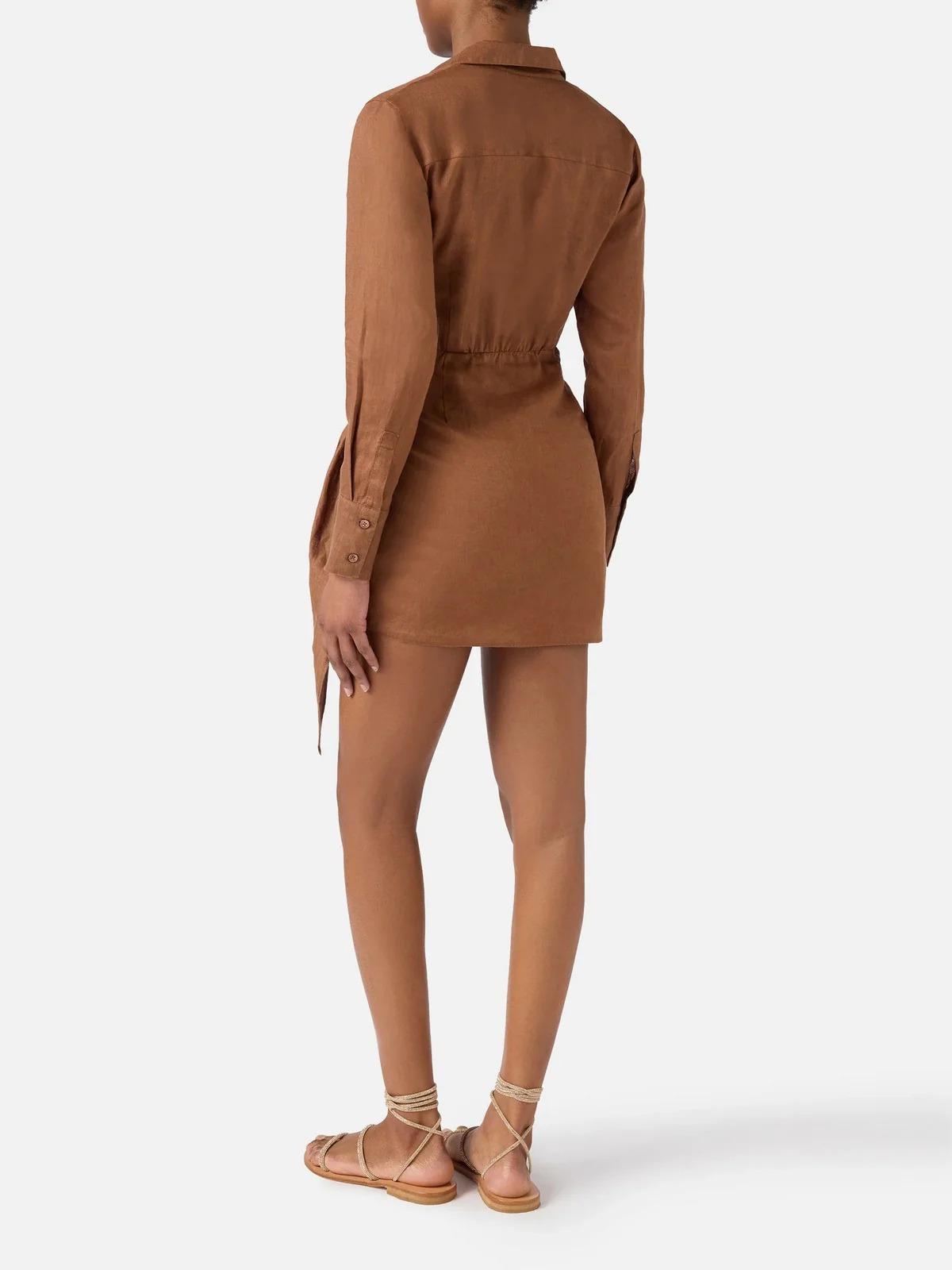 MC2 SAINT BARTH Abito Donna RAVI 00121L LINEN 18 BROWN RVI0001 00121L MC2 SAINT BARTH 