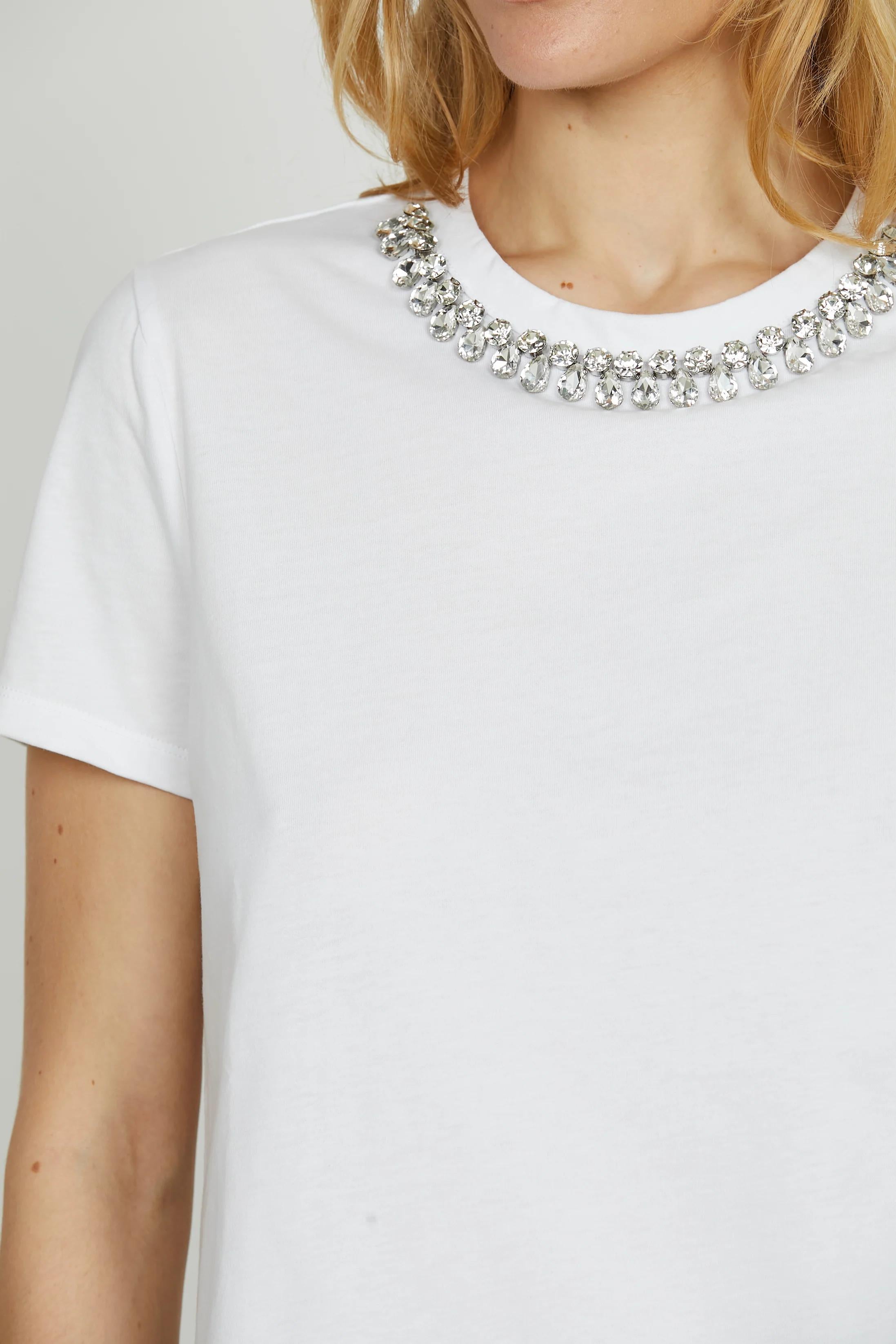 Relish t-shirt raiola con pietre e strass bordo collo RDA2501033010 WHITE RELISH 