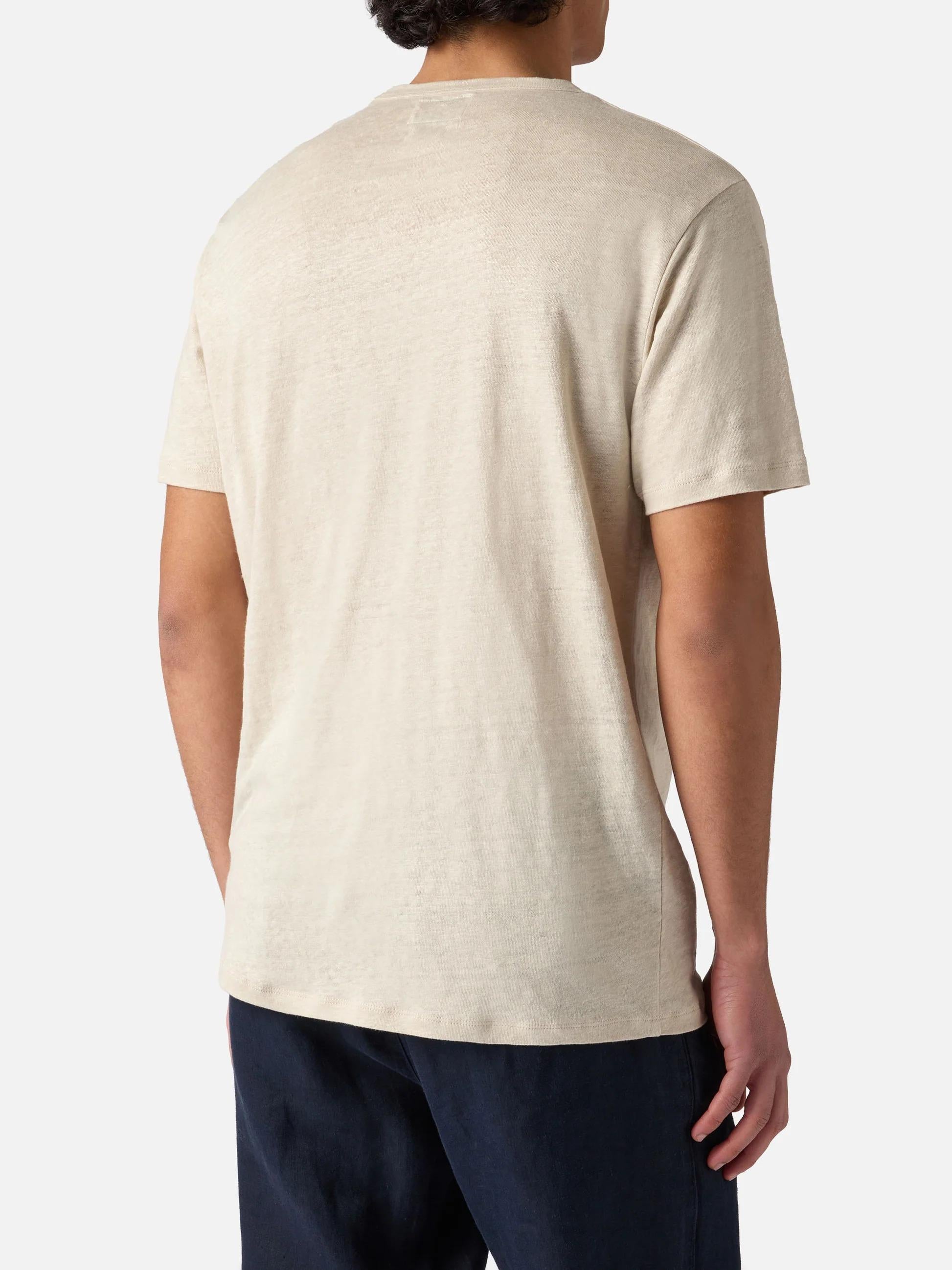 T-shirt Ecstasea in puro lino panna con logo ricamato ECS0003 00138L MC2 SAINT BARTH 