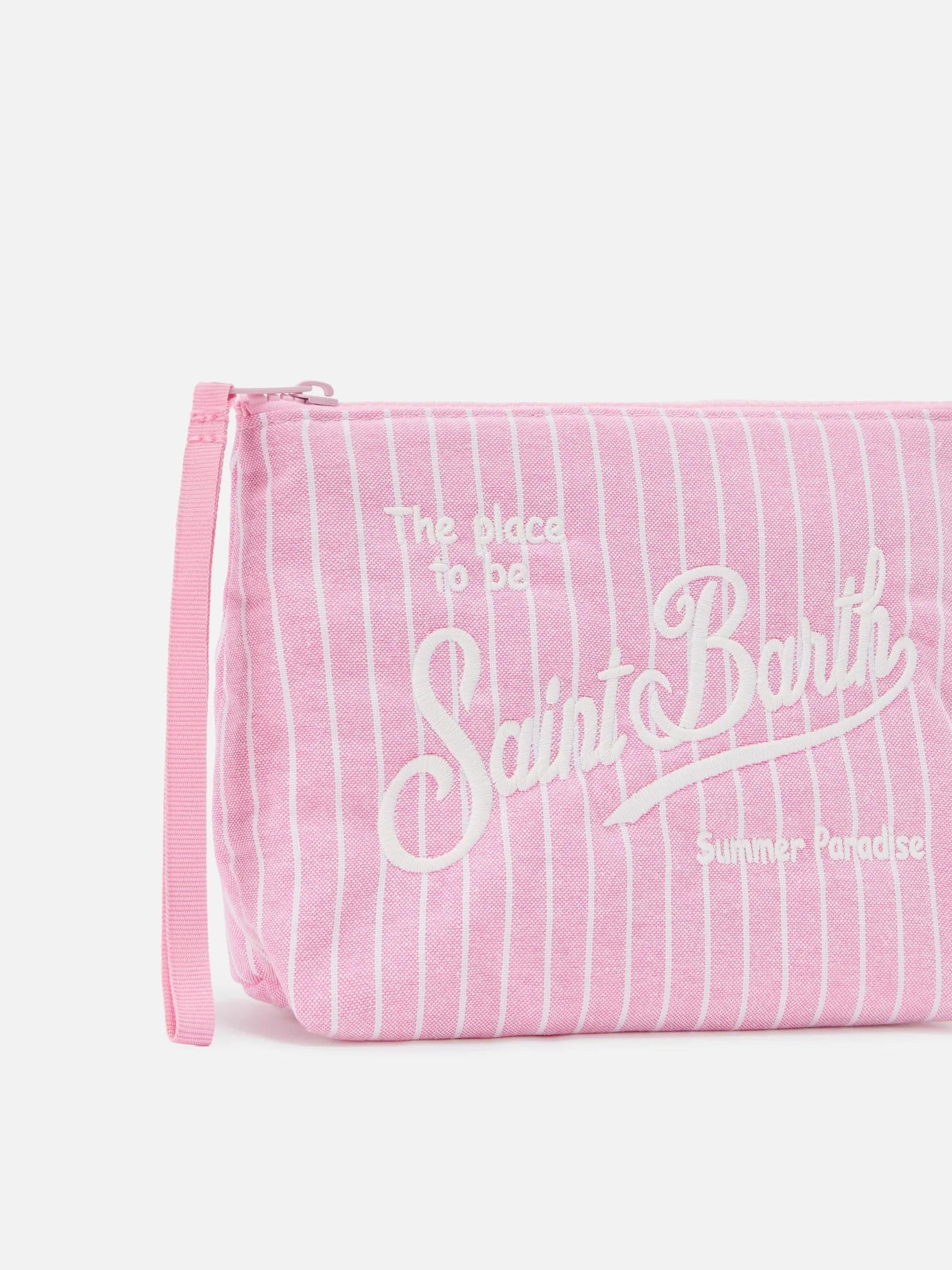 Pochette Aline in cotone rosa a righe ALI0046 00562L MC2 SAINT BARTH 