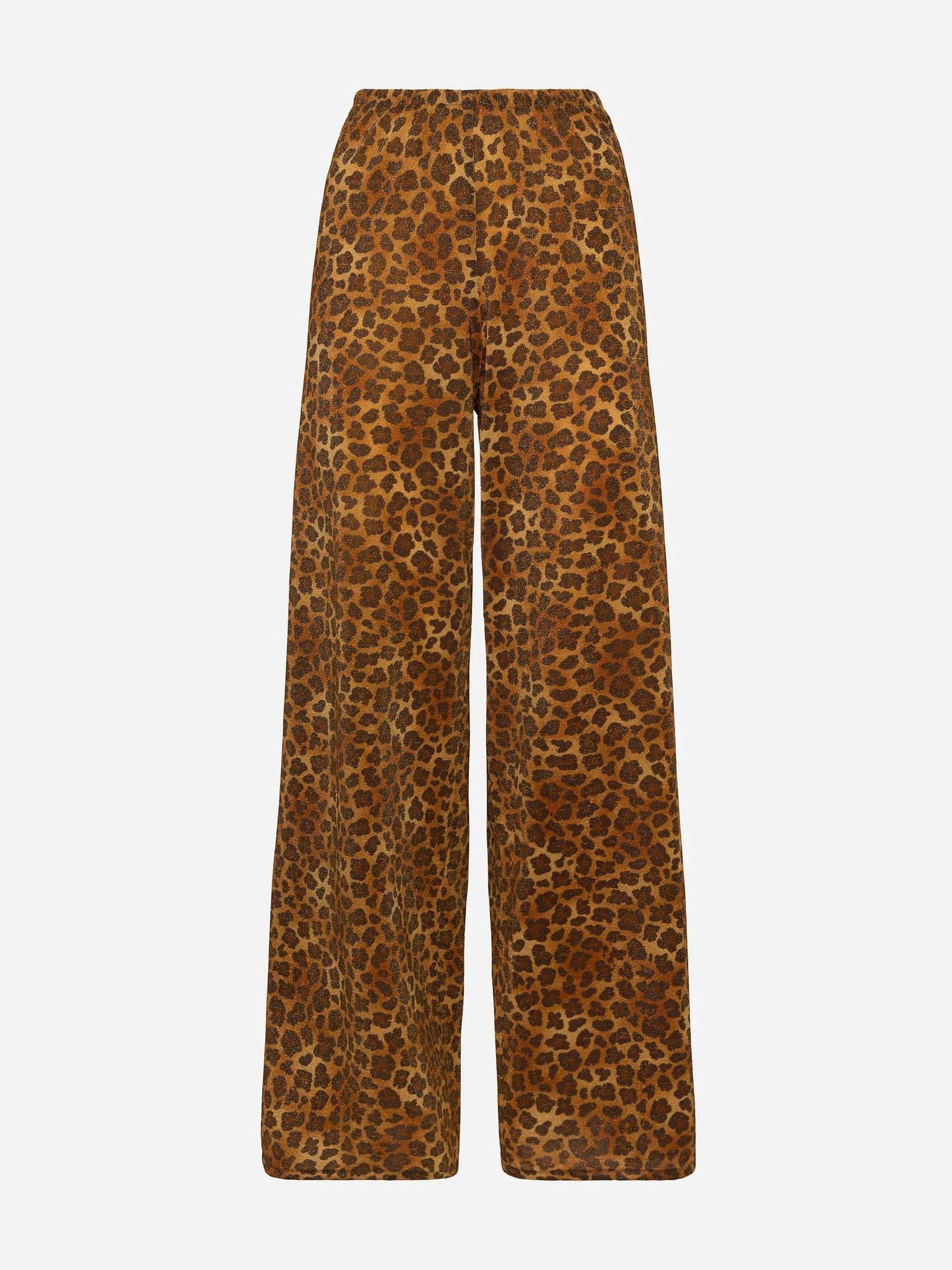 Pantaloni a gamba larga Amalia in lurex leopardato AML001 00091L MC2 SAINT BARTH 