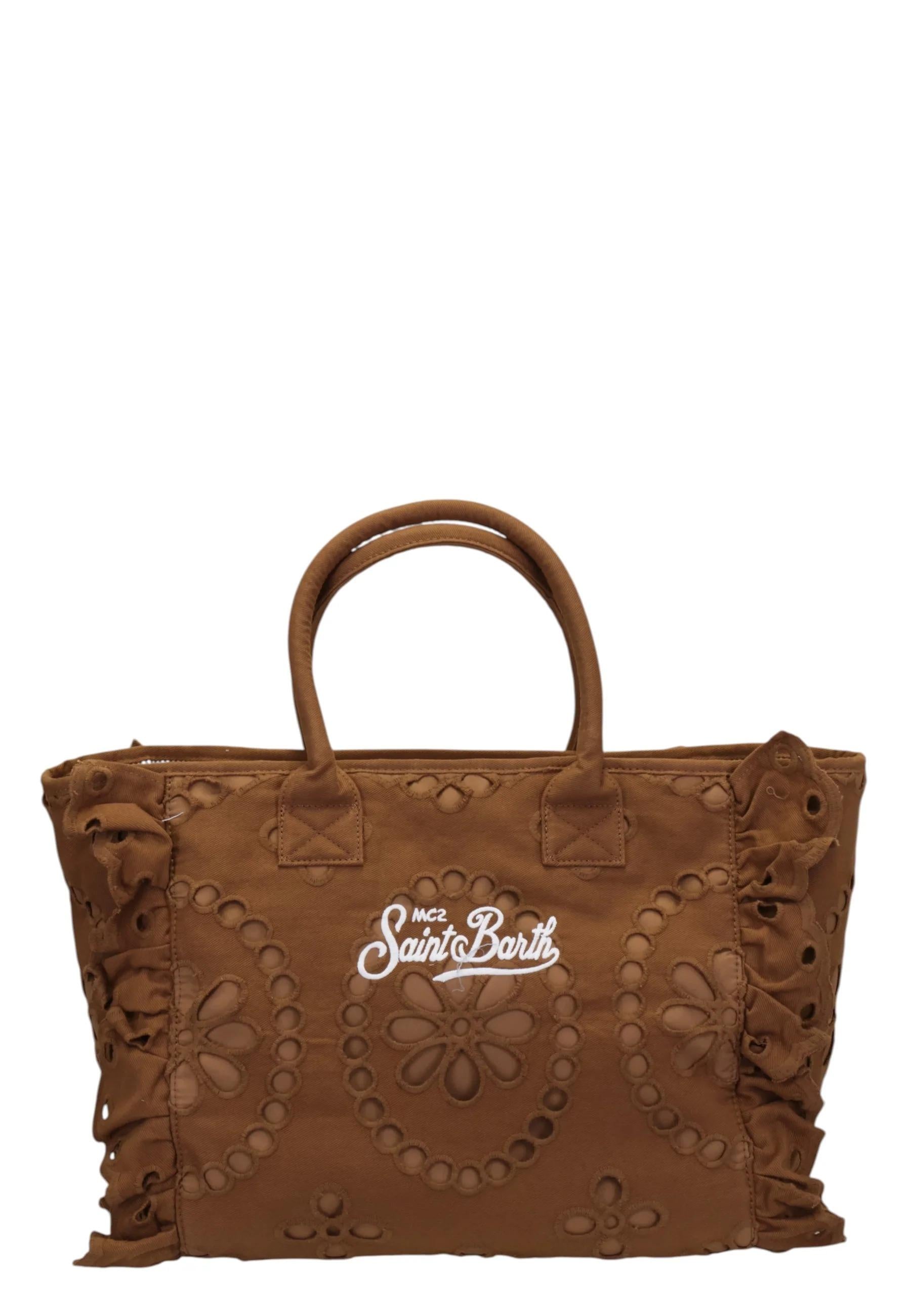 Mc2 Saint Barth - Borsa Mare Vanity Volant N Marrone 09058l Sangallo 19 Emb VANI0029 09058L MC2 SAINT BARTH 