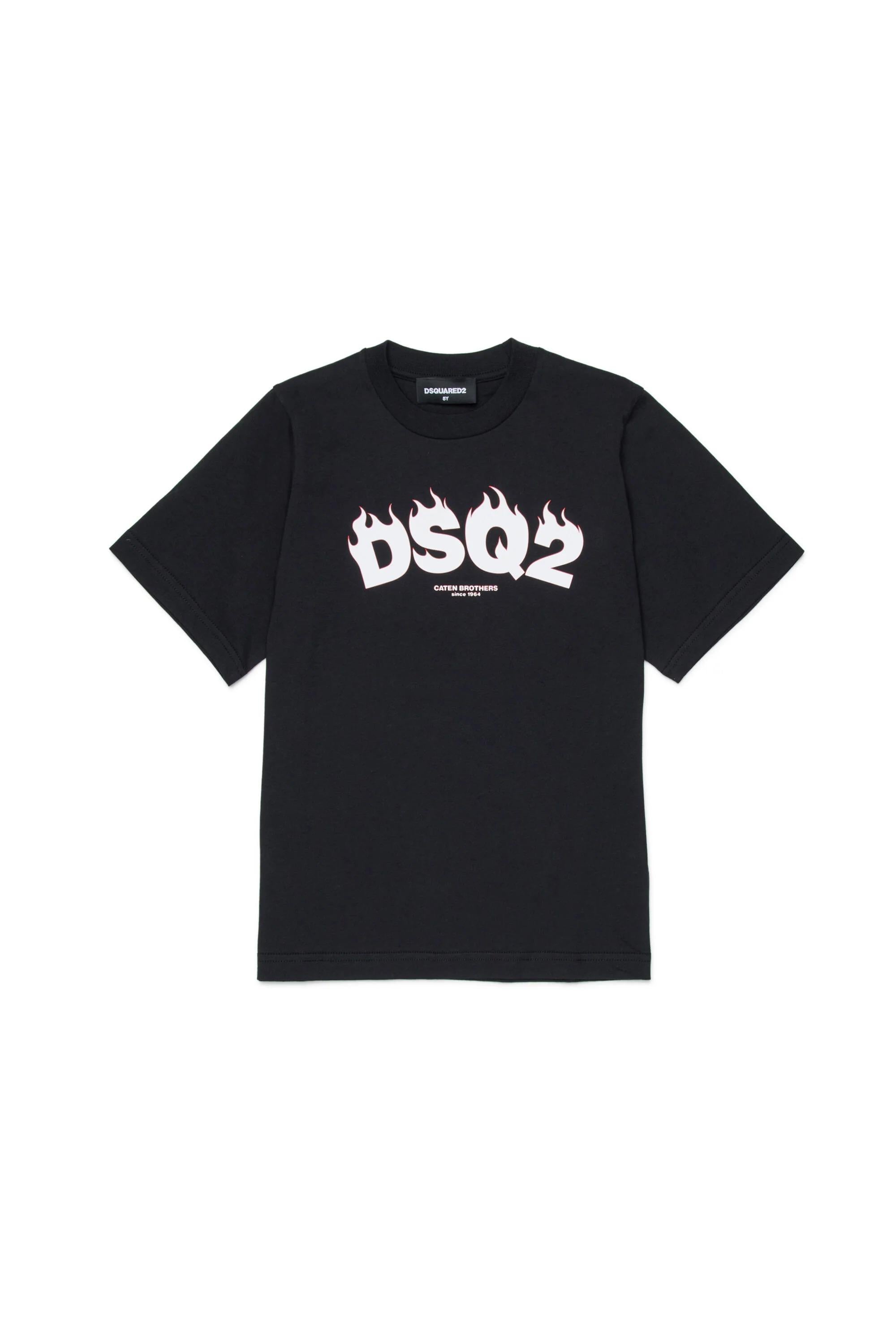 DSQUARED2<BR/>Maglietta con logo DSQ2 nero DQ3168-D00XM DQ900 DSQUARED KID 