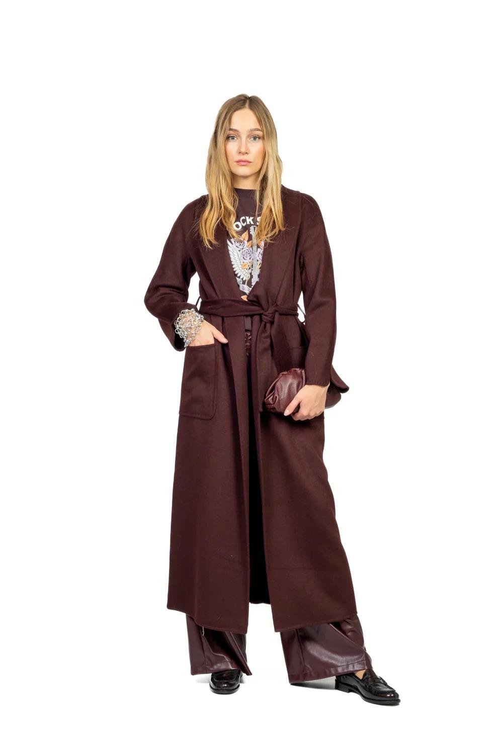 Vicolo - Cappotto hand made con cinta Art. TF0004 Bordeaux TF0004 BORDEAUX VICOLO 