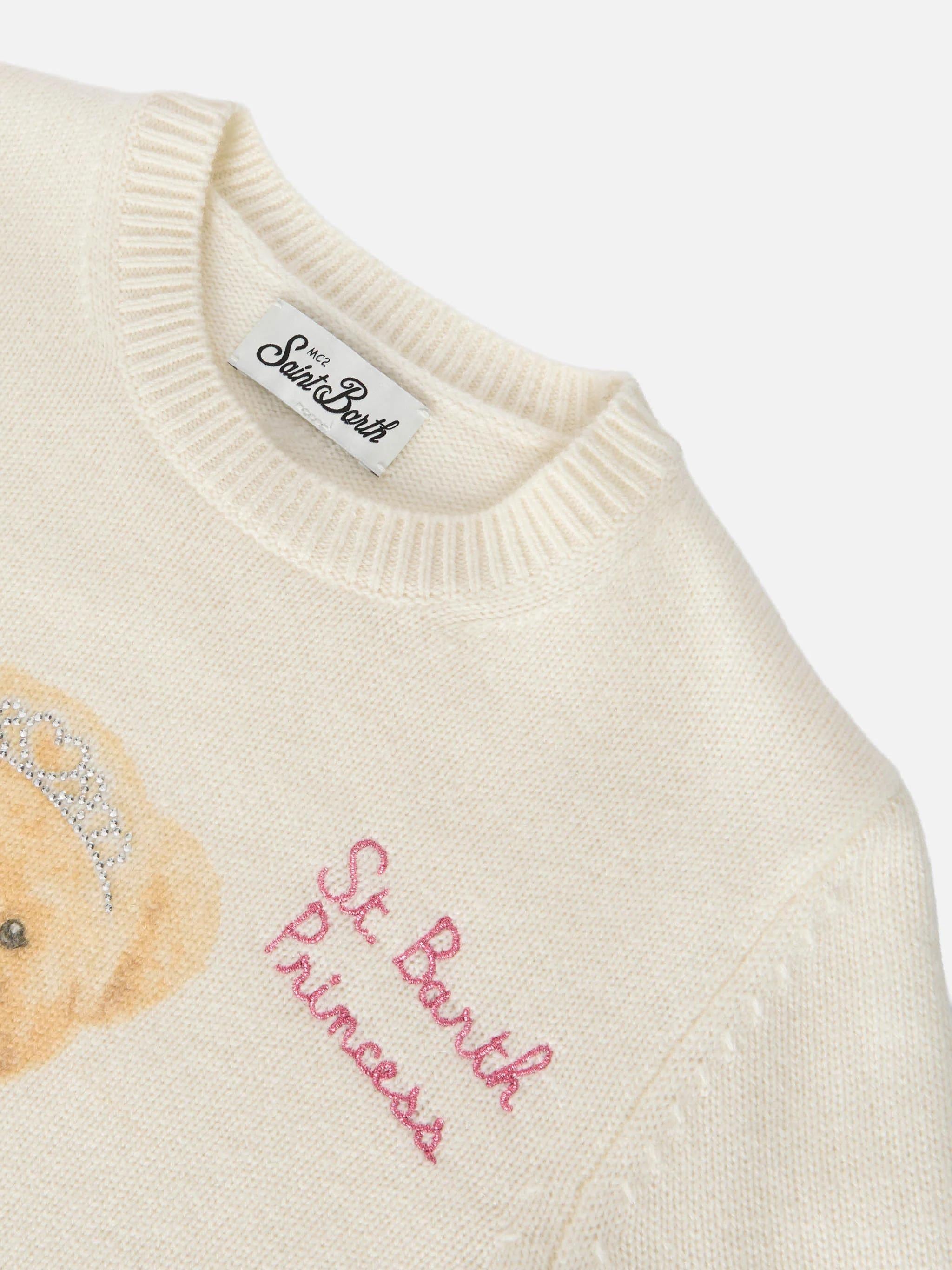 Maglione Princess in misto cashmere con stampa orsetto e ricamo PRC0015 01762I MC2 SAINT BARTH 