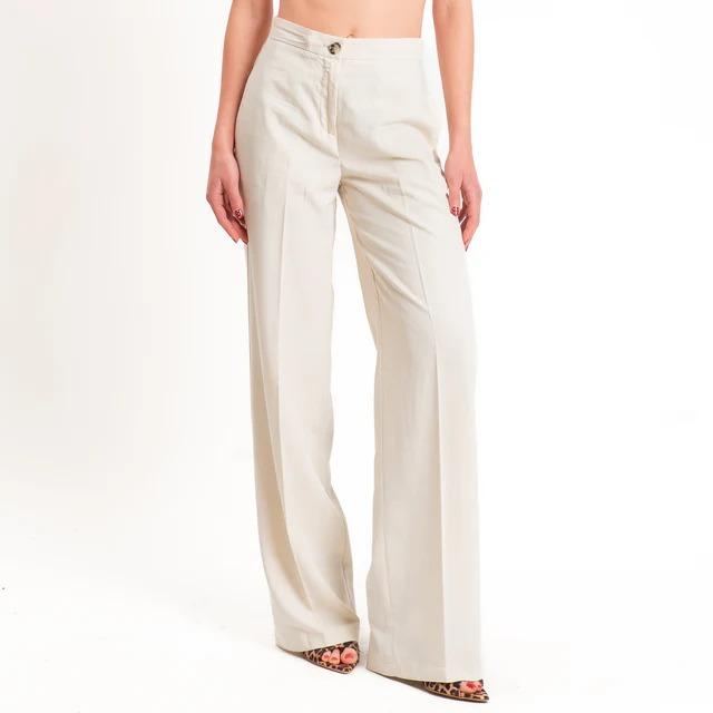 Vicolo-Pantalone wide leg misto lino - beige TAB1624 BEIGE VICOLO 
