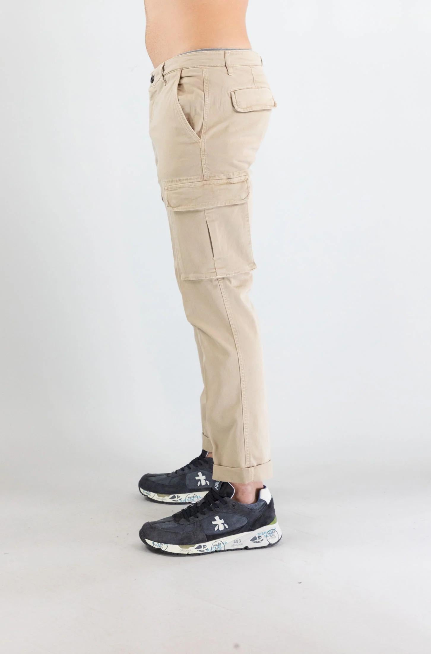 Pantalone Cargo 40weft Beige Oxford da Uomo aiko 2374 AIKO_2374 W2103 40WEFT 