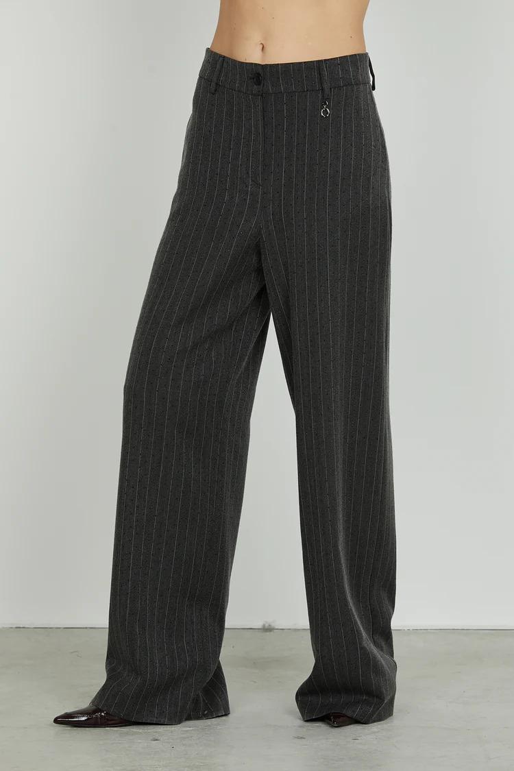 Relish  Pantalone PREZIOSAM vita alta con ts francesi più filetto palazzo gessato più borchie RDA2507091060 NINE IRON RELISH 