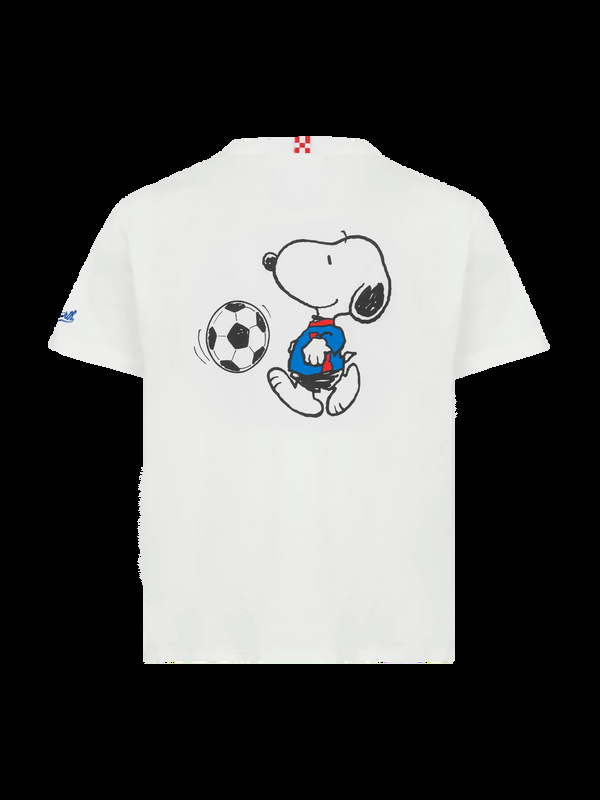 T-shirt in cotone con ricamo St. Barth bomber e stampa Snoopy TSH0001 03157H MC2 SAINT BARTH 