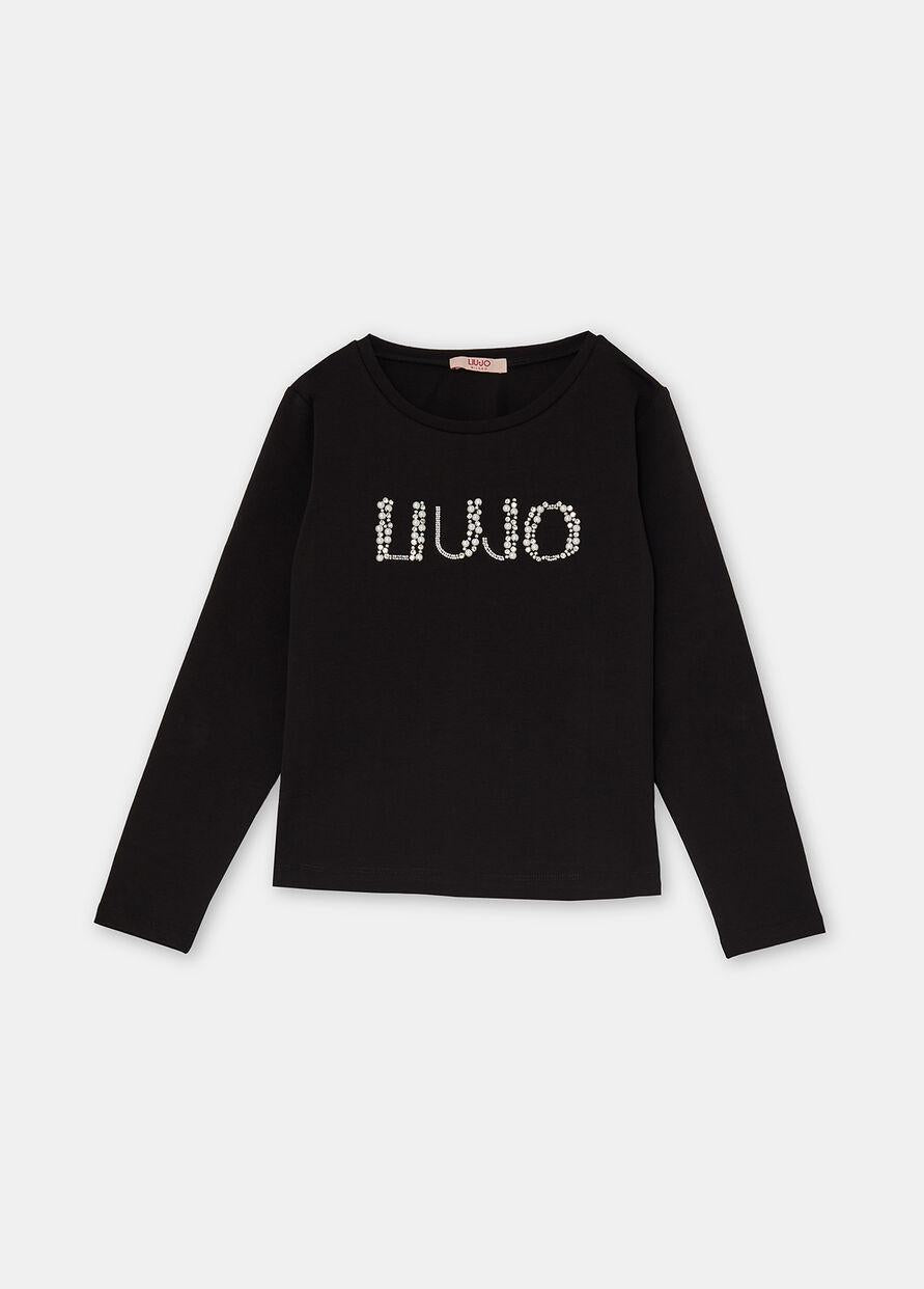 LIU-JO T-shirt con ricami gioiello Nera GF5108J0088 R9267 LIU-JO junior 