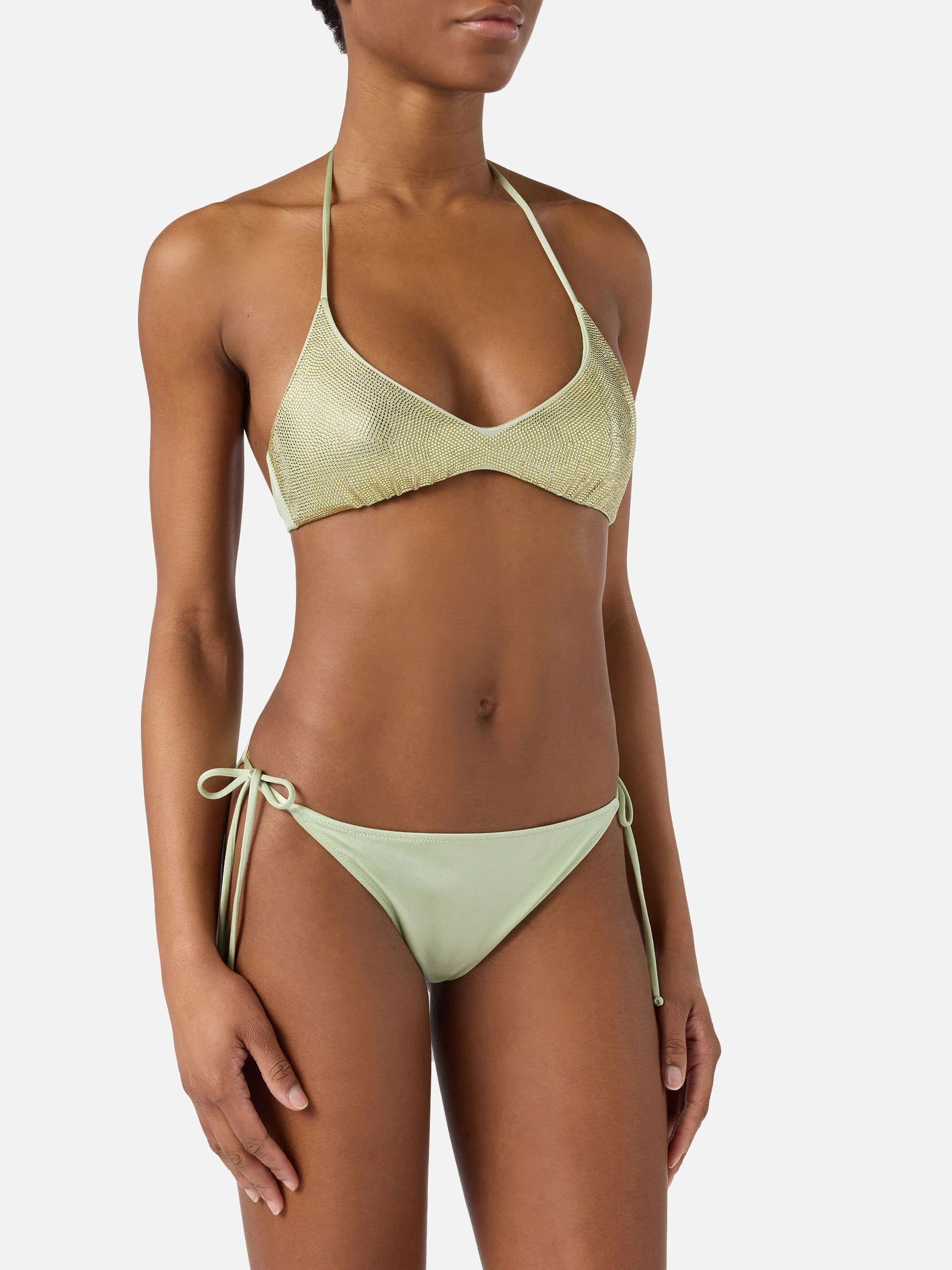 Bikini Hespera- Virgo verde menta con strass