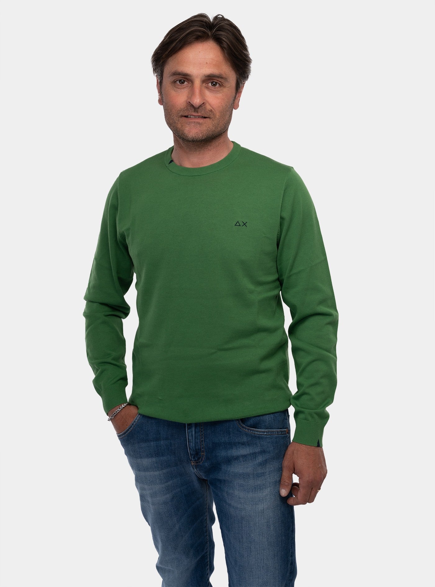 immagine-1-sun-68-round-neck-solid-verde-prato-maglia-k34101-88