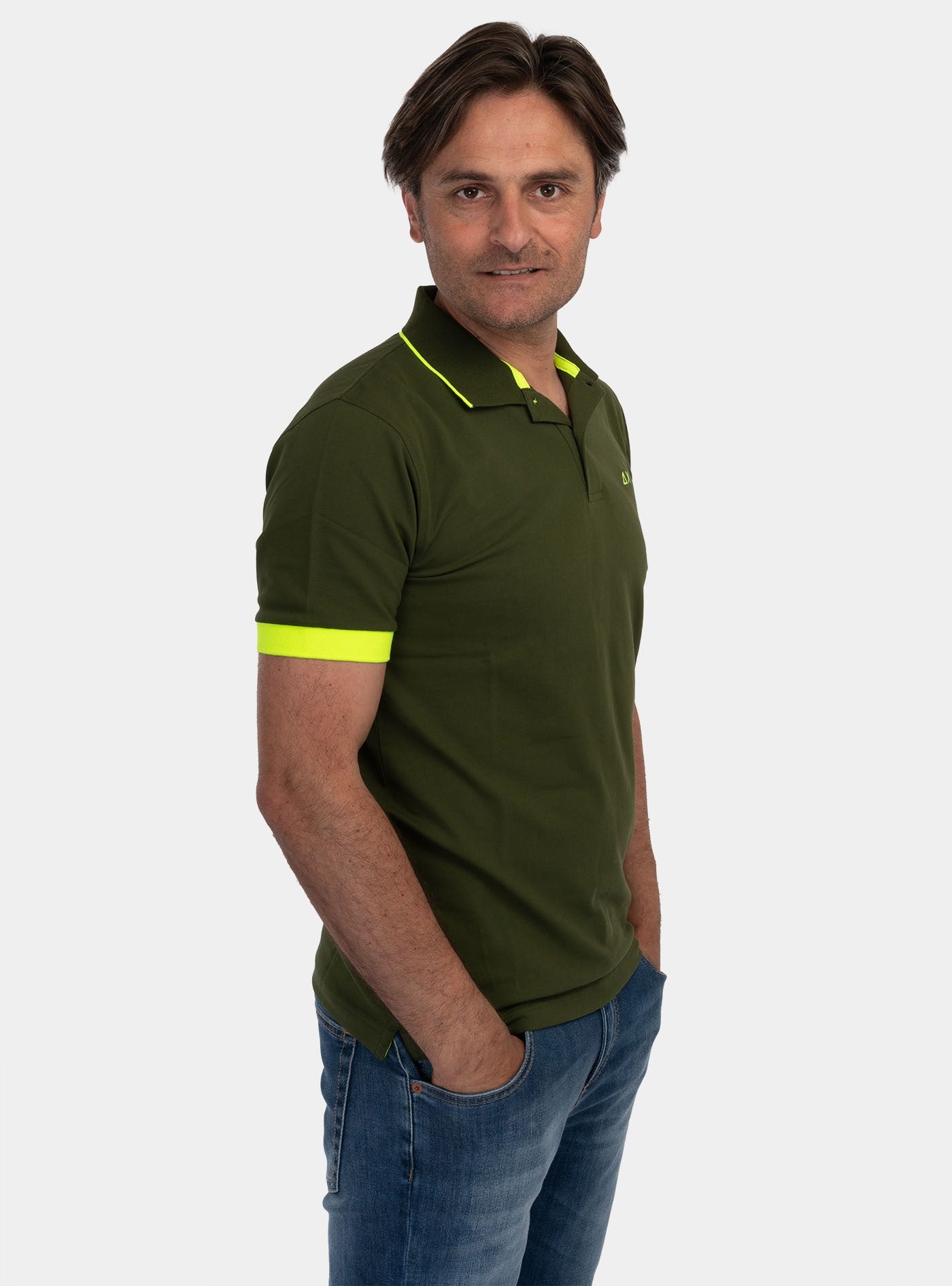 immagine-2-sun-68-polo-small-stripes-fluo-verde-scuro-polo-a34120-37